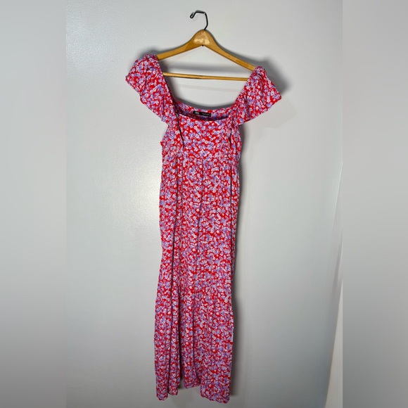 Zara Floral Ruffle Sleeve Maxi Dress - Picture 1 of 4